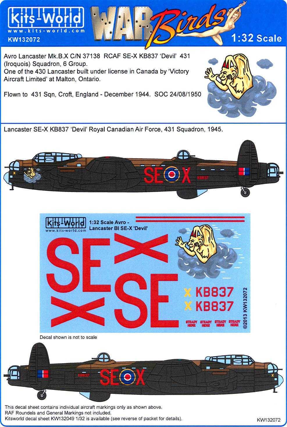 Kits World Decals 1/32 AVRO LANCASTER Devil eBay